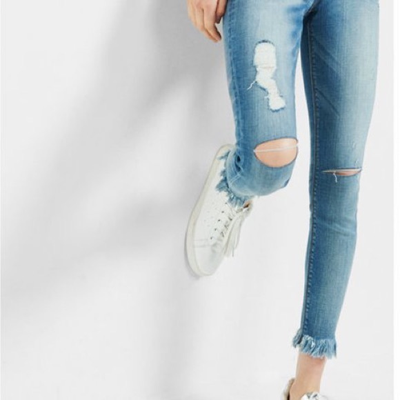 Express Distressed Denim Jeggings - Picture 2 of 5